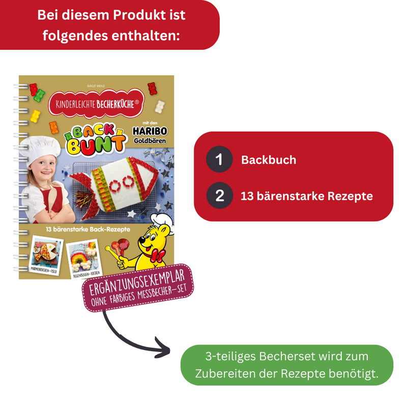 Band 10 "Back Bunt mit den HARIBO Goldbären" - Backbuch ohne Messbecher-Set