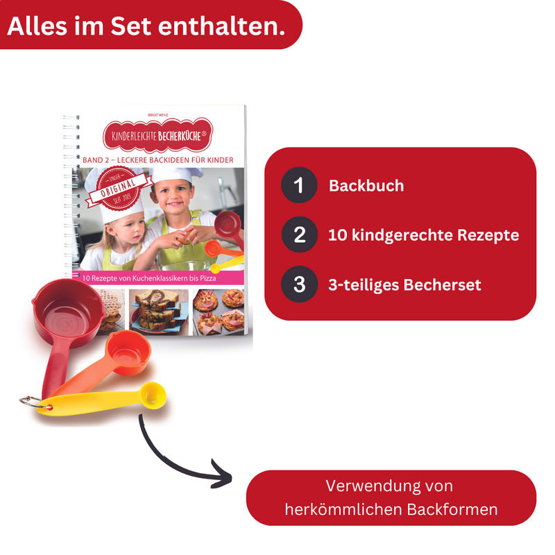 Band 2 "Leckere Backideen für Kinder" Backbuch inkl. 3-teiliges Messbecher-Set